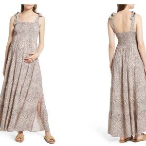 Shoulder Tie Maternity Maxi Dress - Small